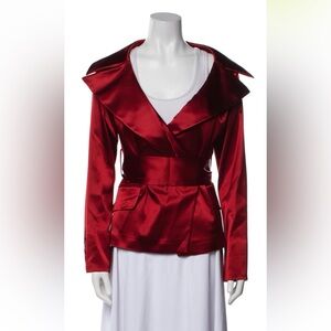 SOPHIE SITBON 90s Elegant Red Satin Blazer